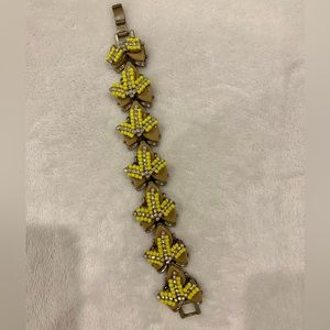 J Crew Beige Yellow and Rhinestone Bracelet